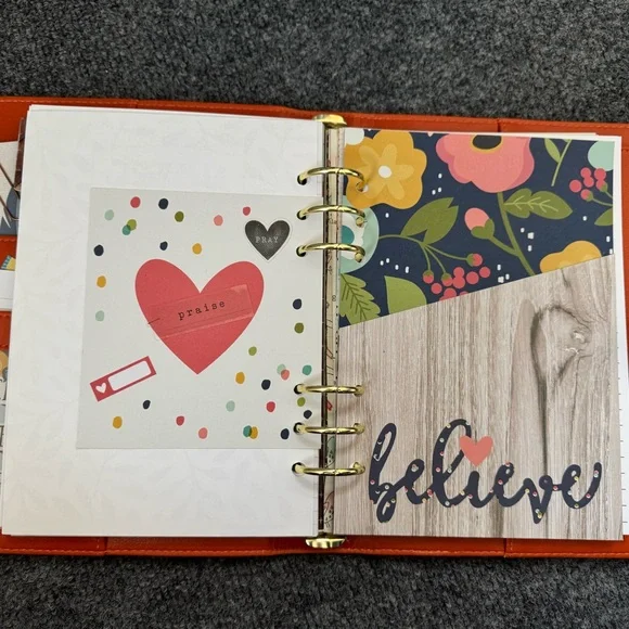 Vibrant Orange Leather Journal with Gold Rings - Picture 13 of 16